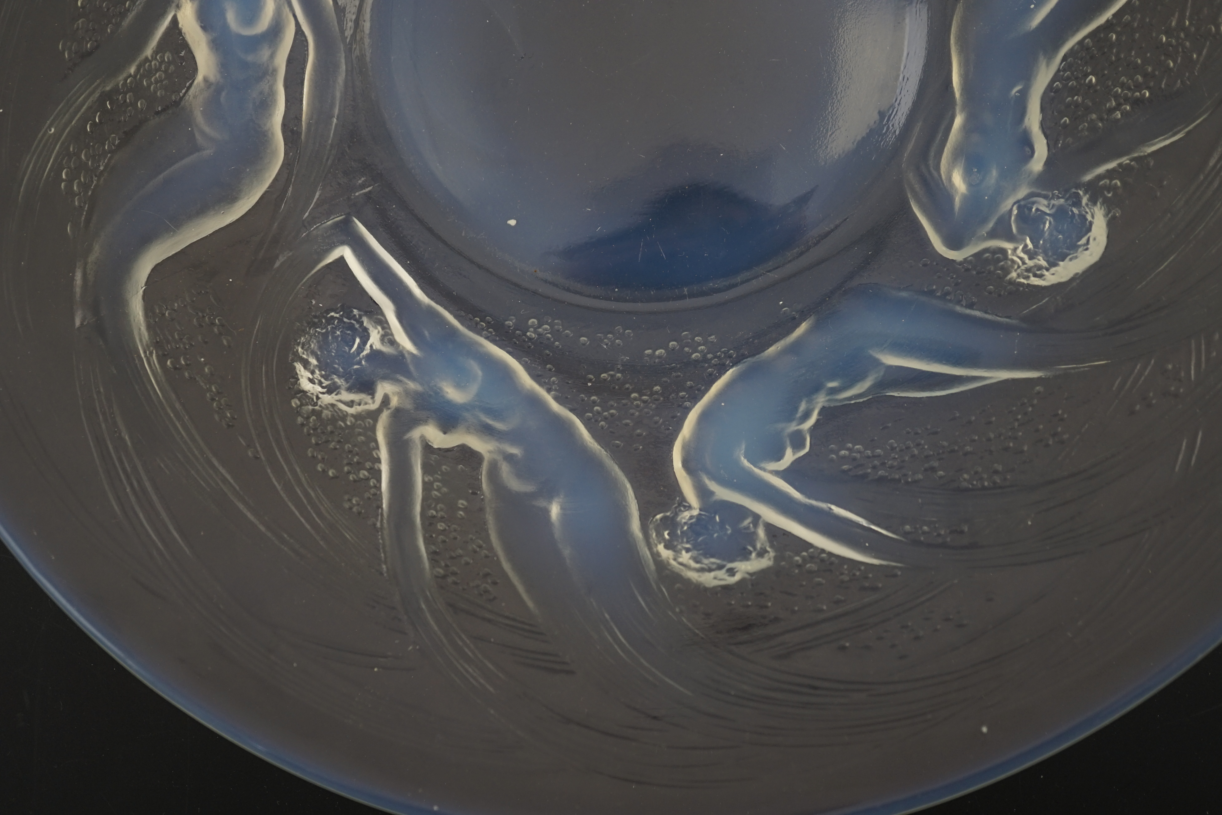 An R. Lalique Ondines opalescent glass dish